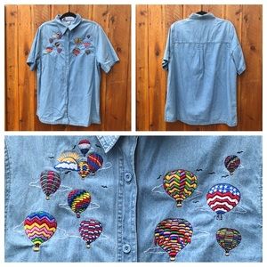 Albuquerque International Balloon Fiesta Embroidered Denim Button Shirt - Medium